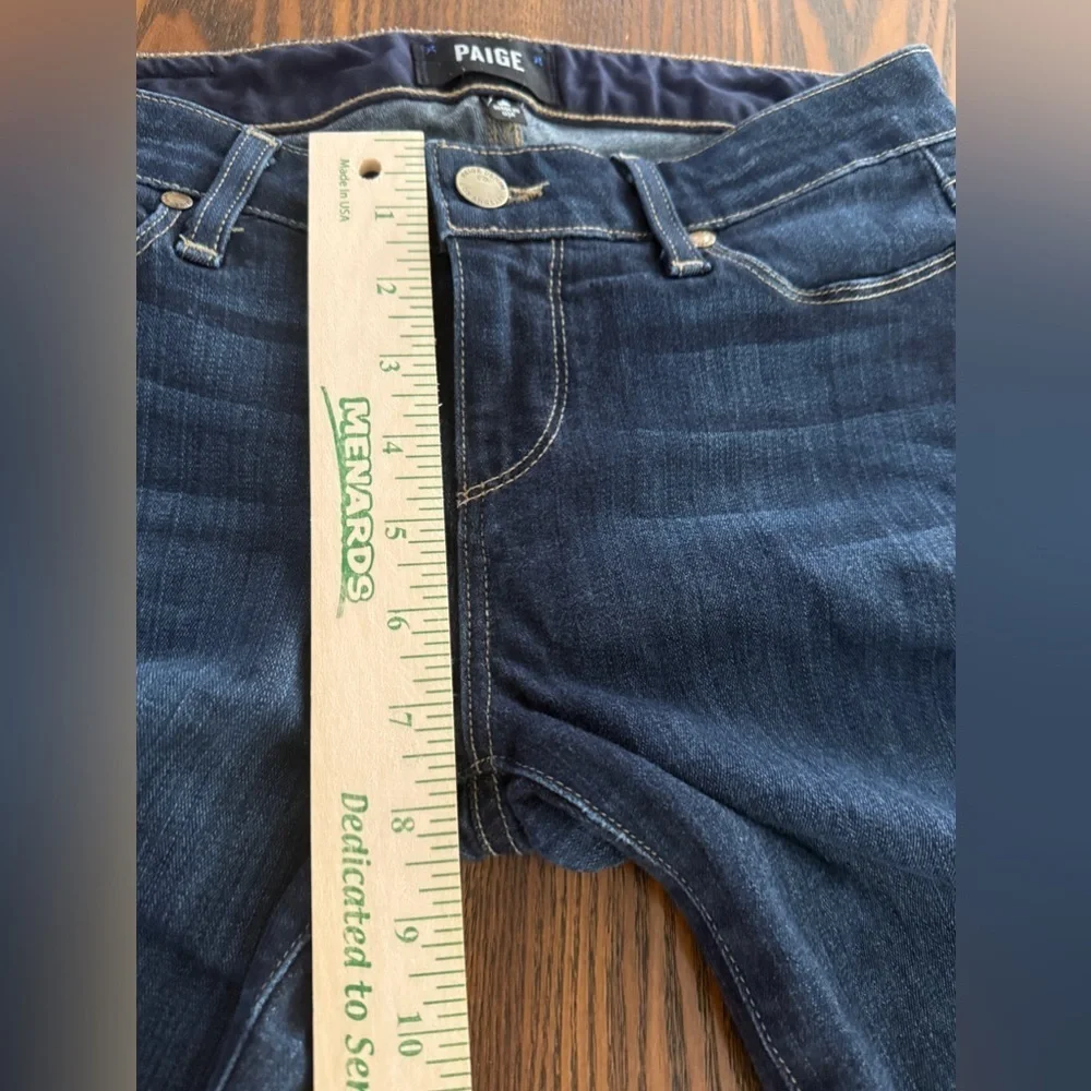 Paige Skyline Skinny Crop cuffed Hem Jeans women’s Sz 26 dark blue closet staple